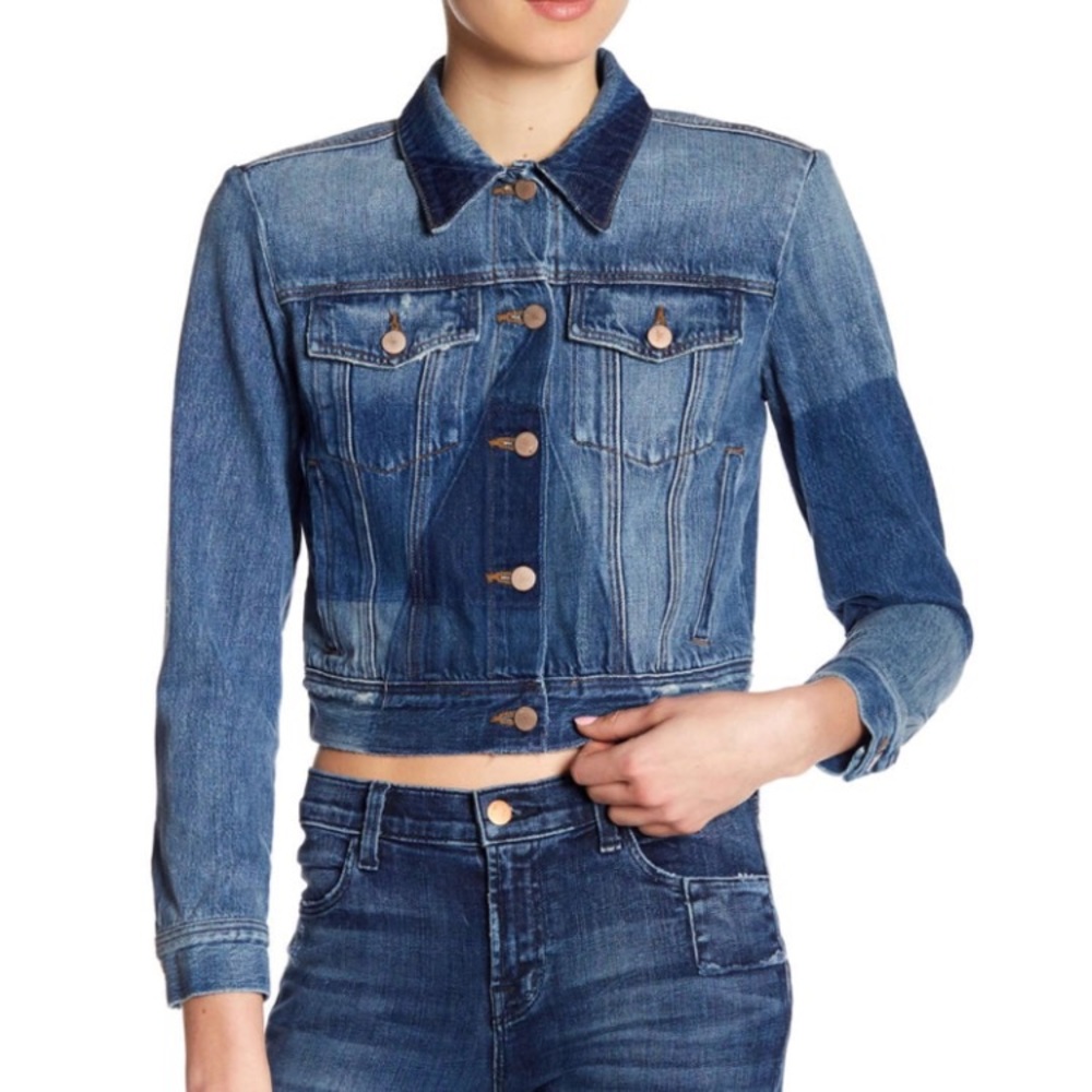 J BRAND Harlow Blue Shadow Cropped Denim Jacket